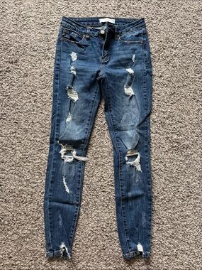 KanCan Dark Blue Distressed Skinny Jeans
